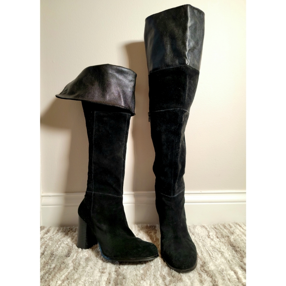 Sam Edelman SE Boutique Suede Over the Knee Boots with Leather Upper - Picture 2 of 6